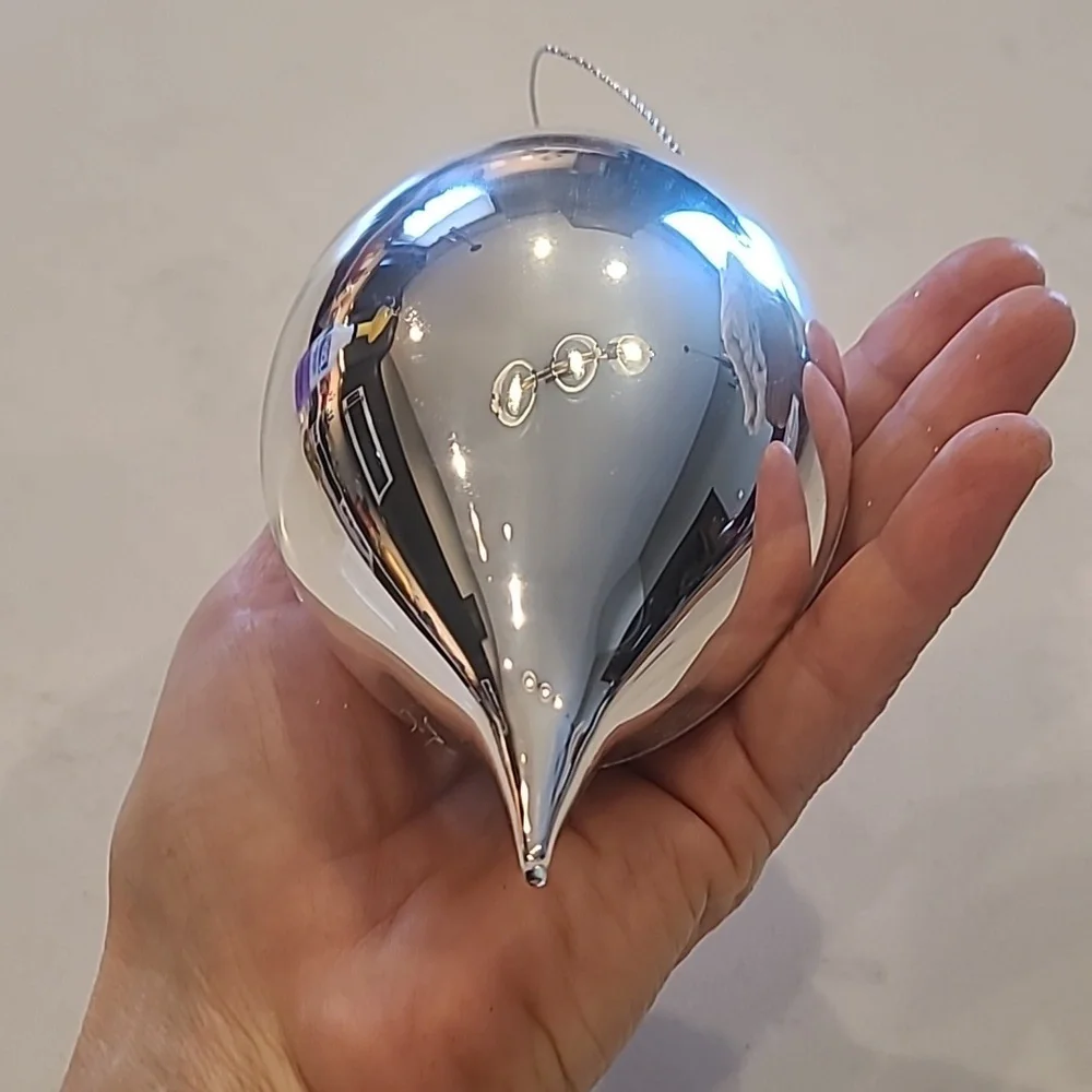 New Pottery Barn Hand-blown Bottlebrush Silver Ornament
